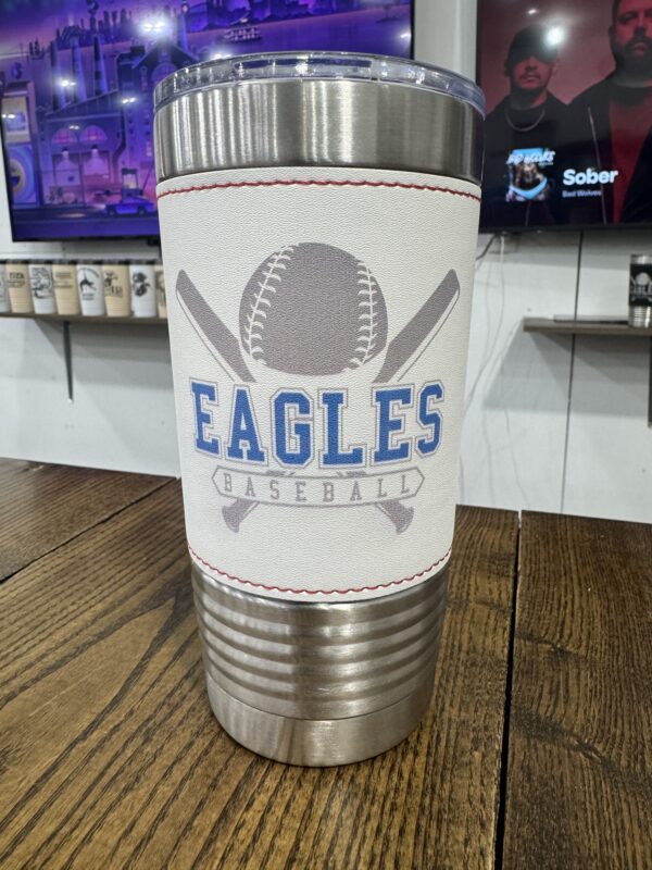 Eagles Baseball printed leather 20oz tumbler - Image 2