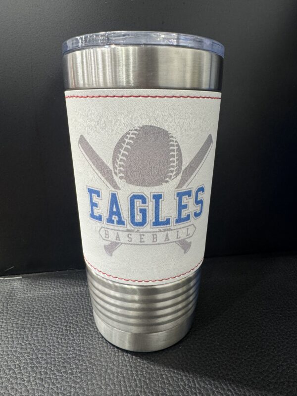 Eagles Baseball printed leather 20oz tumbler - Image 3